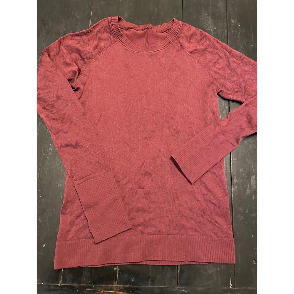Lululemon Swiftly Tech Long Sleeve Crew Neck Burgundy Athletic Top Womens Size M